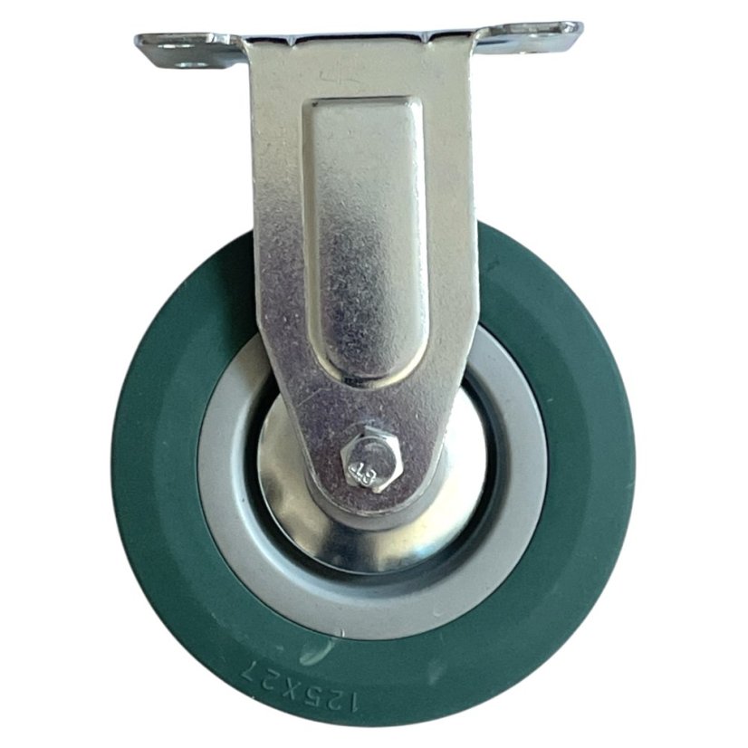 Pevné pojezdové kolo d125/80kg, šedý kaučuk, kluzné ložisko