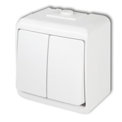 Dvojitý vypínač s klapkou bílý