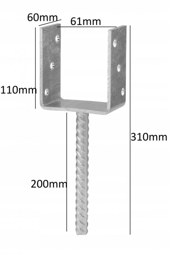 PS 60UG Patka sloupku 61x120x60x4mm