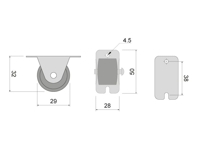 Rolka pevná střední d29, pogumovaná