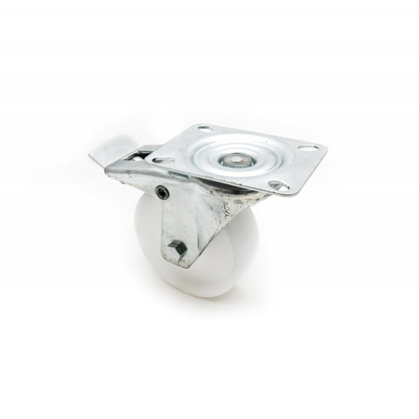 Otočné pojezdové kolo s brzdou d100/100kg, polyamid, kluzné ložisko