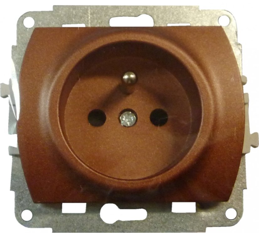 KARLIK Jednoduchá zásuvka hnedá s uzemněním