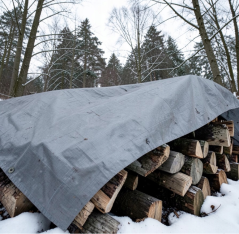 Extra silná krycí plachta šedá 4x5 m 200 g/m2 nepromokavá PE plachta s oky
