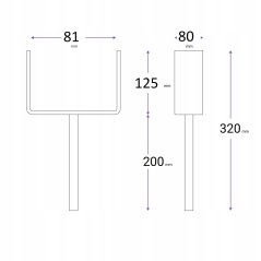 PSS 80 Podstawa słupa szeroka 81x125x80x4mm