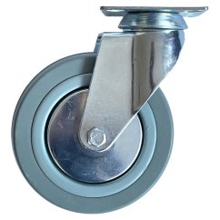 Otočné pojezdové kolo d125/80kg, šedý kaučuk, kluzné ložisko