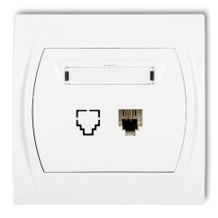 KARLIK Zásuvka telefonní jednoduchá 1xRJ12, 4-kontaktní bílá
