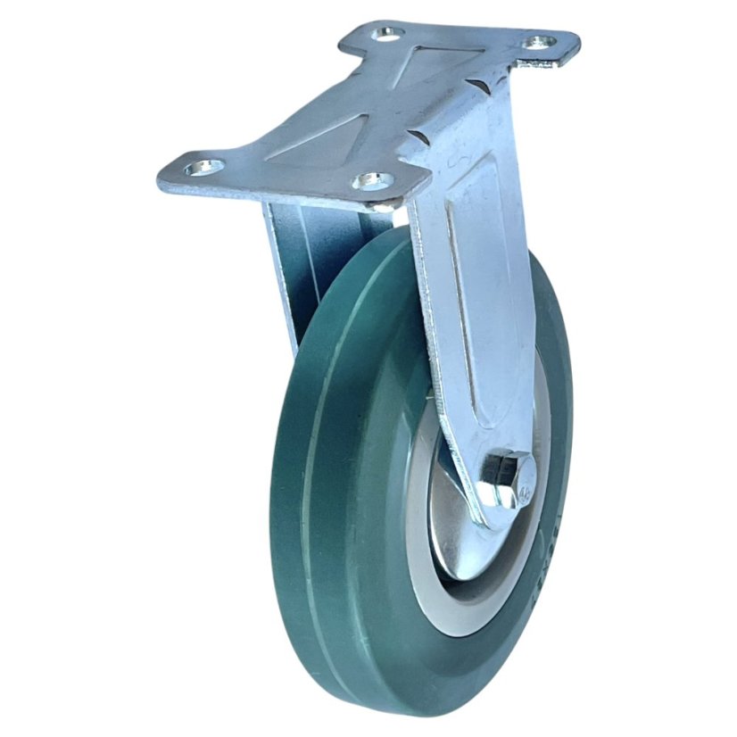 Pevné pojezdové kolo d125/80kg, šedý kaučuk, kluzné ložisko