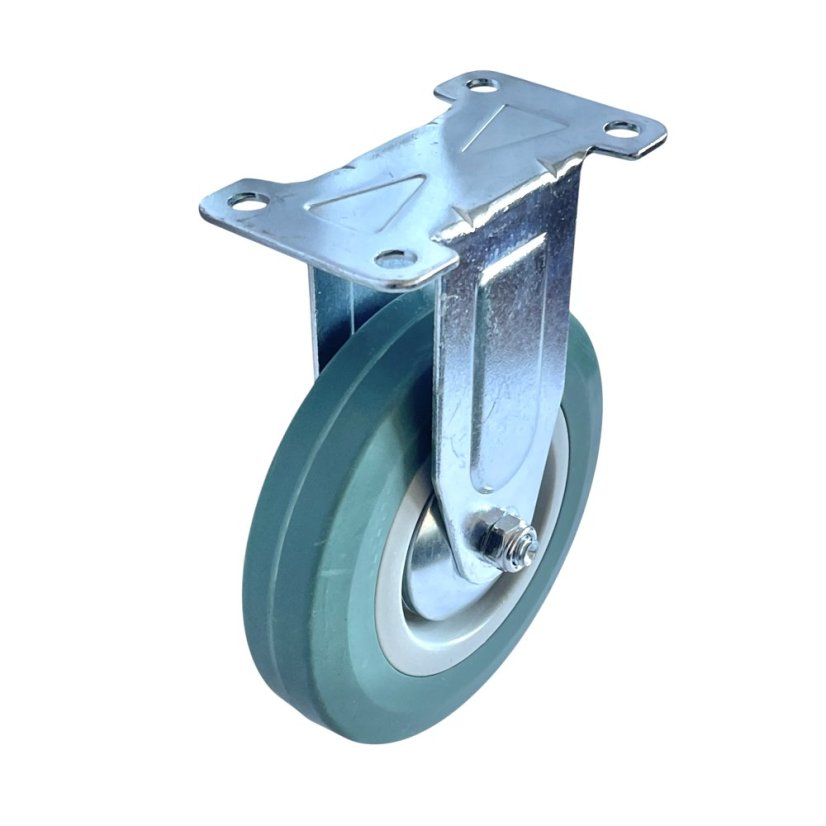 Pevné pojezdové kolo d125/80kg, šedý kaučuk, kluzné ložisko