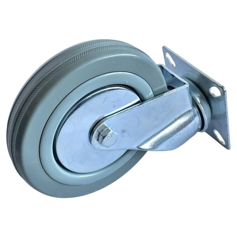 Otočné pojezdové kolo d125/80kg, šedý kaučuk, kluzné ložisko