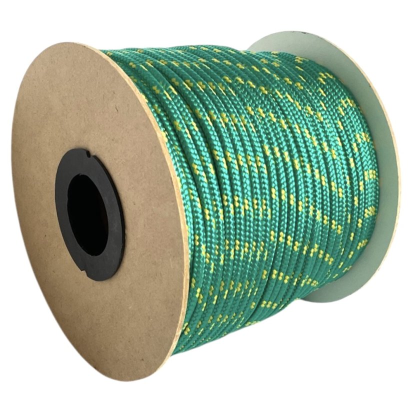 PPF 6 Polypropylenové lano pletené s jádrem - průměr 6mm, 100 metrů zelené