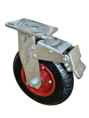 Otočné pojezdové kolo s brzdou d200/120kg, černá guma, válečkové ložisko