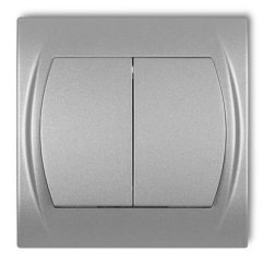 KARLIK dvojitý vypínač metalický stříbrný podsvícený