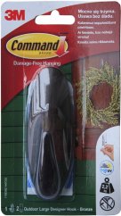 3M Command designový oválný háček hnědý, lepicí pásky 2ks