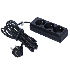Prodlužovací kabel uzemnění 3 zásuvky 1,5m černý