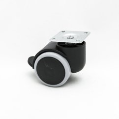 Kółko obrotowe fi50 z blaszką, gumowane z hamulcem