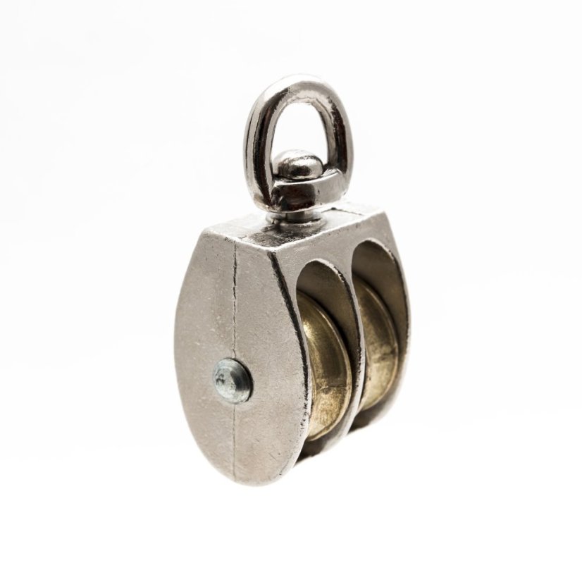 Bloczek do lin podwójny z krętlikiem 20 mm 3/4" niklowany