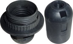 Termoplastický držák žárovky E27 s límcem bílý