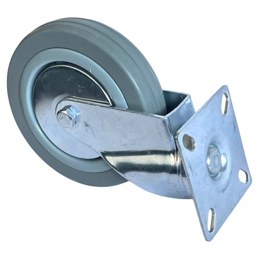 Otočné pojezdové kolo d125/80kg, šedý kaučuk, kluzné ložisko