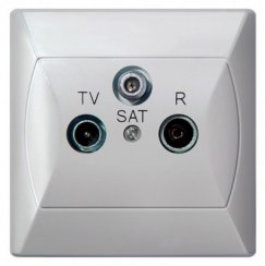 Jednoduchá anténní zásuvka RTV-SAT bílá
