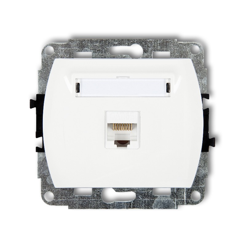 KARLIK Zásuvka počítačová jednoduchá 1xRJ45, 8-kontaktní stříbrná metalická