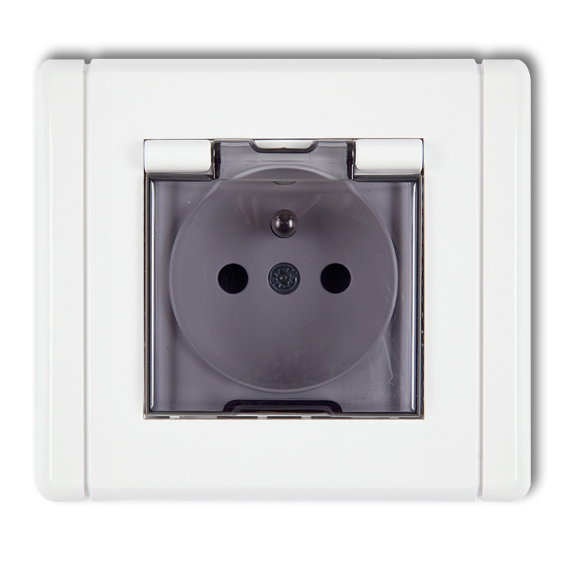 KARLIK Jednoduchá zásuvka bílá s klapkou