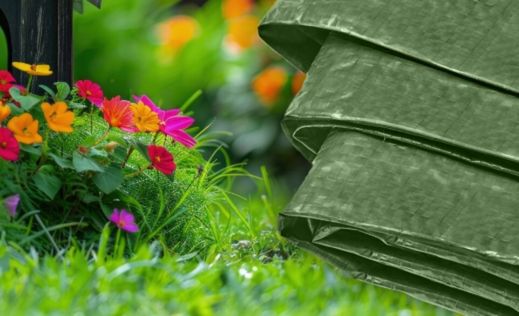 Krycí plachta zelená 4x5 m 90 g/m2 nepromokavá PE plachta s oky