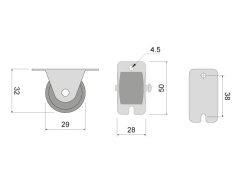 Rolka pevná střední d29, pogumovaná