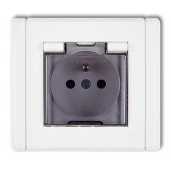 KARLIK Jednoduchá zásuvka bílá s klapkou