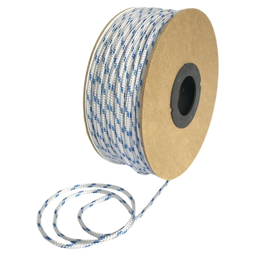 PPF 4 Polypropylenové lano pletené s jádrem - průměr 4mm, 100 metrů bílé