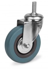 Otočné pojezdové kolo d50/35kg, šedý kaučuk, kluzné ložisko, čep M12