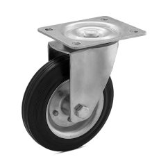 Otočné pojezdové kolo d75/40kg, černý kaučuk, kluzné ložisko
