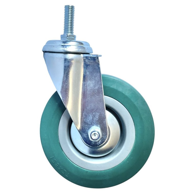 Otočné pojezdové kolo d125/80kg, šedý kaučuk, kluzné ložisko, čep M12