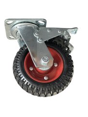 Otočné pojezdové kolo s brzdou d160/150kg, černá guma, kuličkové ložisko