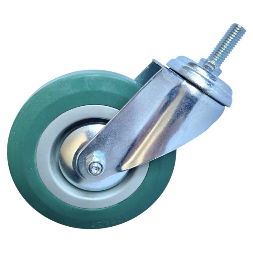 Otočné pojezdové kolo d125/80kg, šedý kaučuk, kluzné ložisko, čep M12