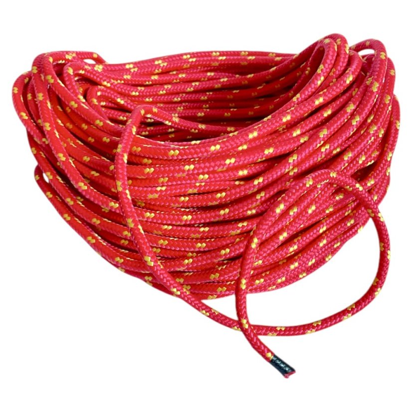 PPF 8 Polypropylenové lano pletené s jádrem - průměr 8mm, 50 metrů červené