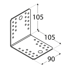 KL 5E / KL 10 Úhelník spojovací tesařský 105x105x90x2,5mm