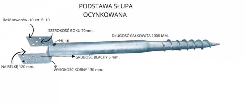 PSF120 Zemní vrut typ "U" 120x1000 mm