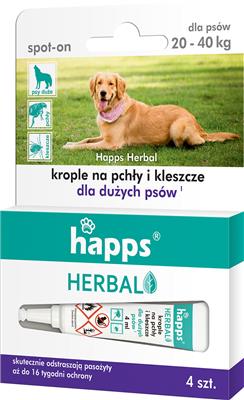 Kapky proti blechám a klíšťatům HAPPS pro psy 20-50 kg