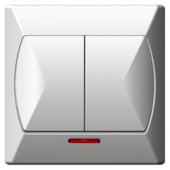 Dvojitý vypínač podsvícený bílý