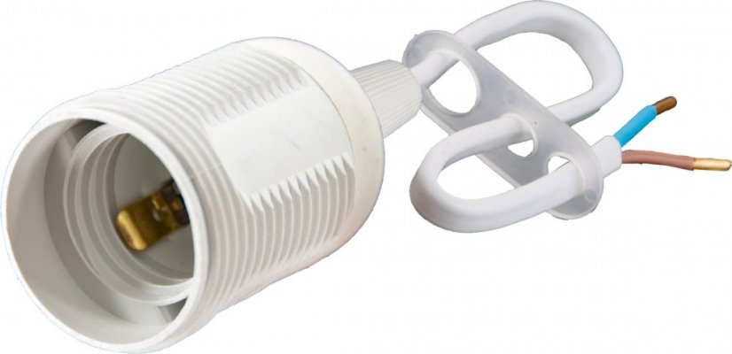 Držák žárovky z termoplastu s uchycením E27 a kabelem 2x0,75mm2