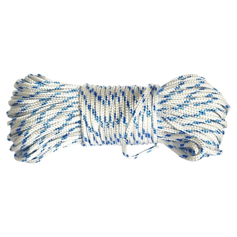 PPF 4 Polypropylenové lano pletené s jádrem - průměr 4mm, 30 metrů bílé