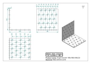 KM13 / KM 17 Úhelník montážní tesařský 100x100x100x2mm