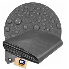 Extra silná krycí plachta šedá 4x5 m 200 g/m2 nepromokavá PE plachta s oky