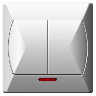 Dvojitý vypínač podsvícený bílý