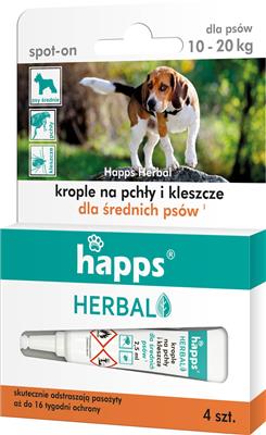 Levně Kapky proti blechám a klíšťatům HAPPS pro psy 10-20kg