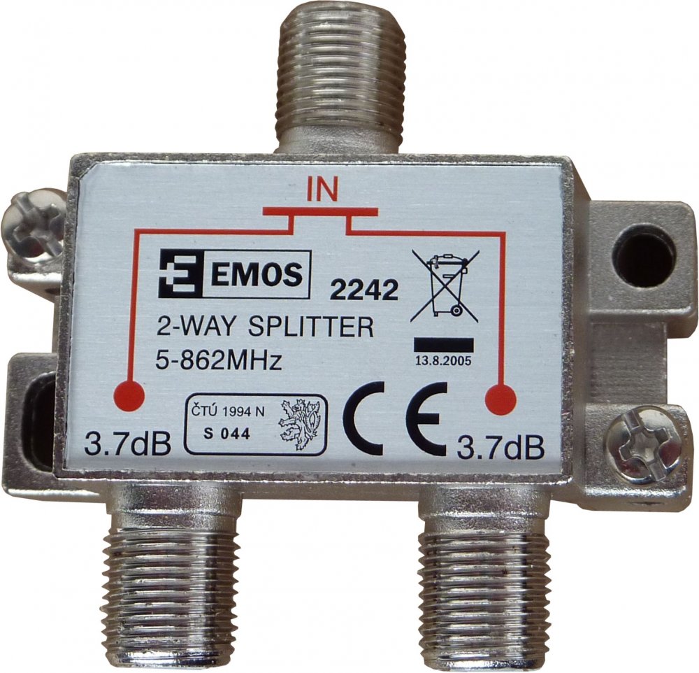 Rozdvojka anténní 2 zásuvky