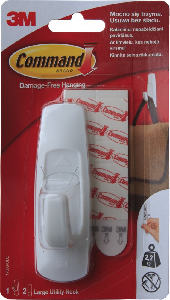 3M Command Velký háček 17003ES 1ks, lepicí pásky 2ks