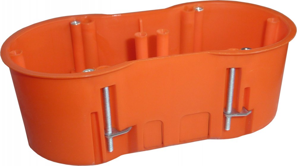 Levně Přístrojová krabice pro povrchovou montáž 60mm do sádrokartonu dvojitá oranžová