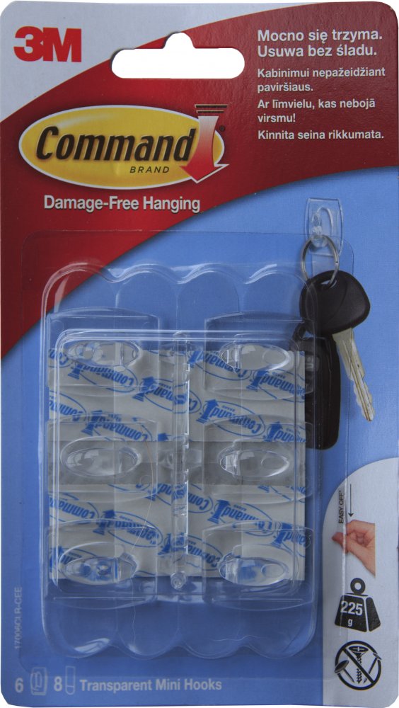 3M Samolepicí háček Command Mini - transparentní, 6 ks