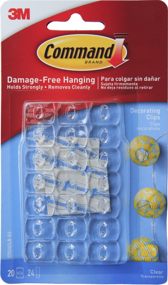 3M Command průhledné plastové háčky 20ks, lepicí pásky 24ks